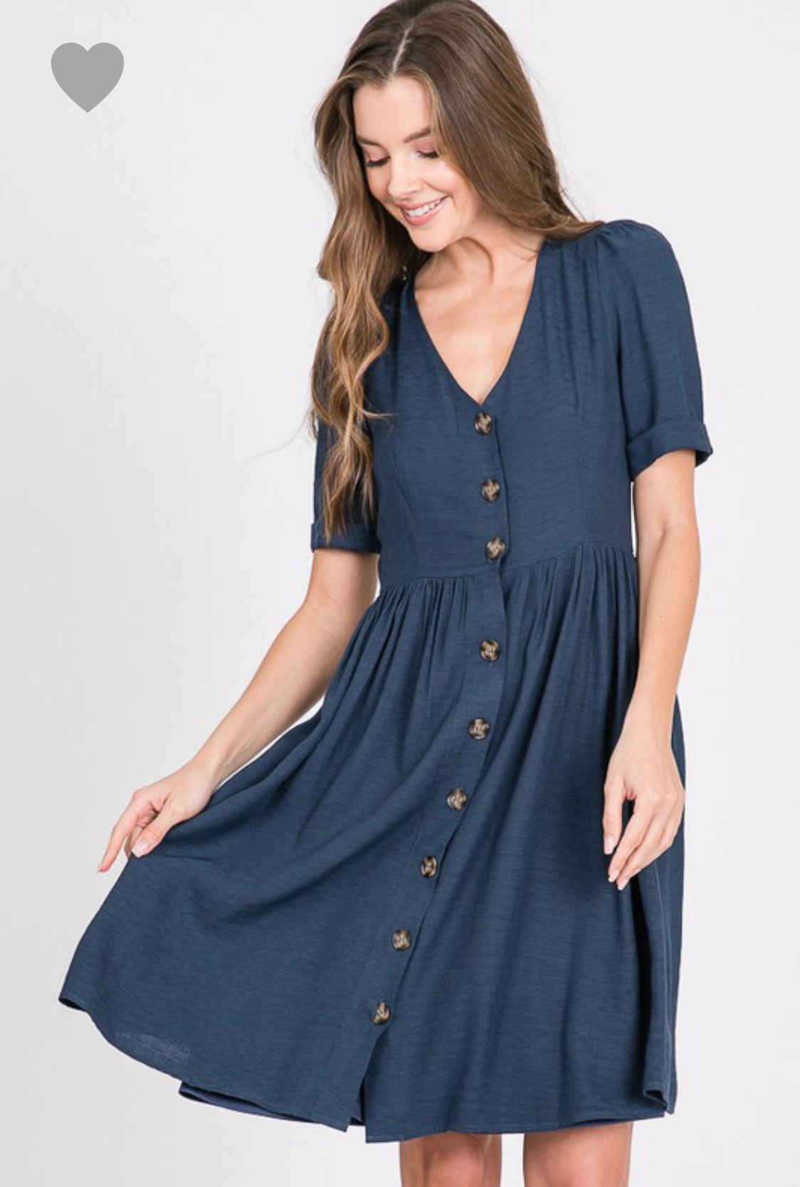 Navy Button Dress