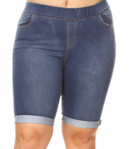 Medium blue Bermuda Jegging shorts