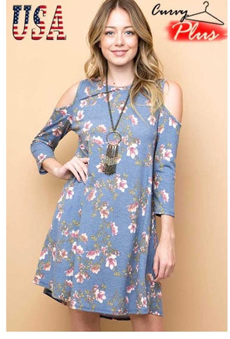 Cold Shoulder Floral Dress