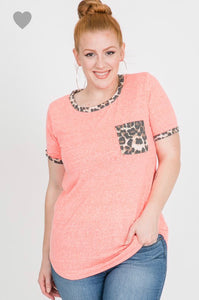 Neon Coral Cheetah Top