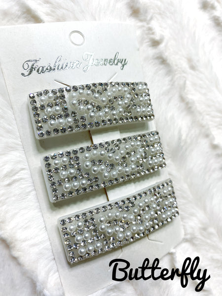 White sparkle hair clips