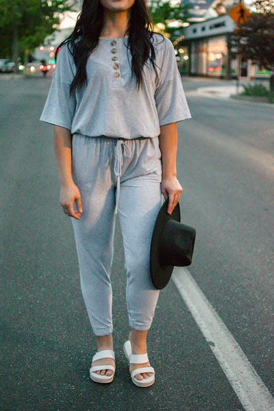 Gray Jumpsuit with jogger bottoms