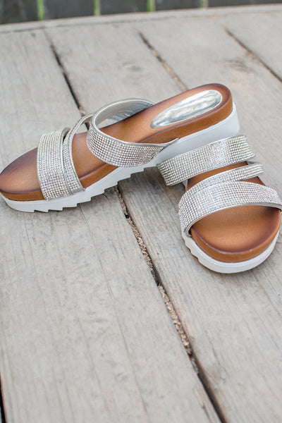 The Ultra Comfy - Silver Glitter Sandals
