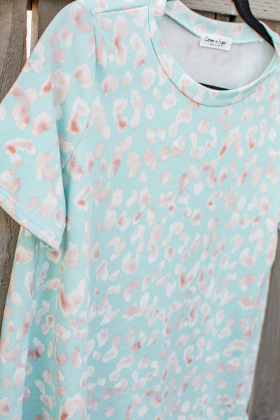 Mint Leopard Tunic Top
