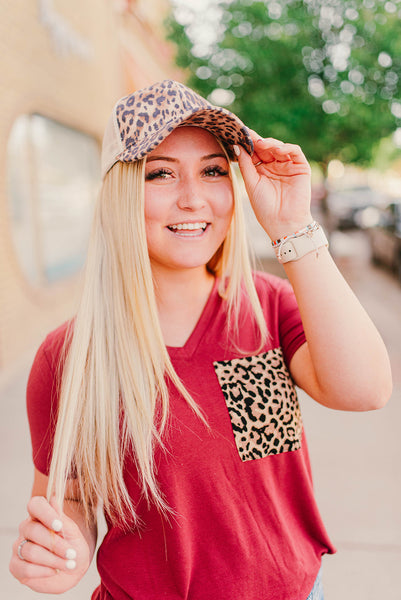 Leopard print CC ponytail hat