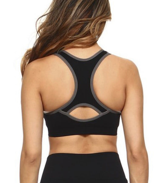 Black sporty sports bra