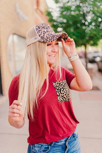 Leopard print CC ponytail hat