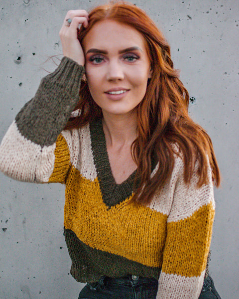 Color Block Cropped Sweater
