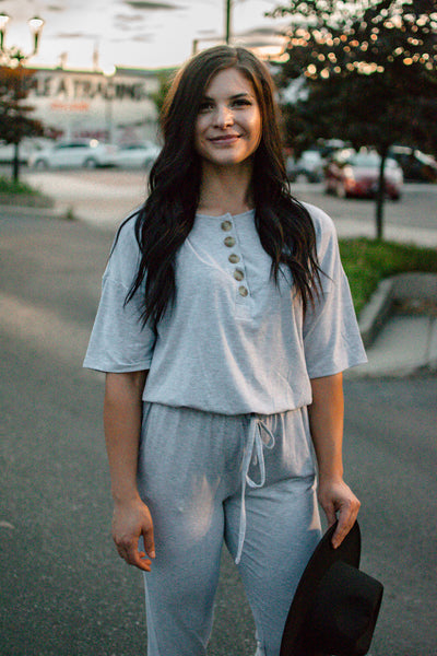 Gray Jumpsuit with jogger bottoms