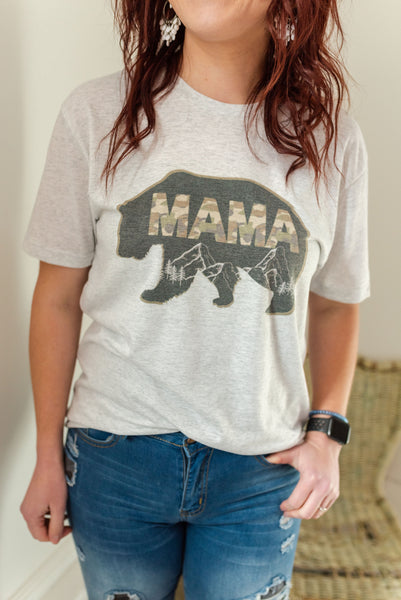 Mama Bear white fleck graphic tee