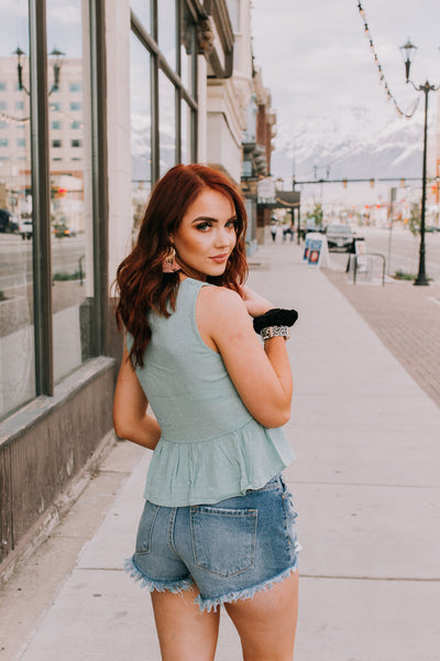 Sage Blue Cropped Tank