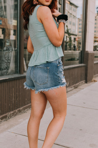 Sage Blue Cropped Tank