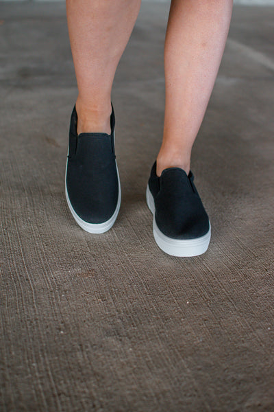 Basic Everyday Black Slip On Sneakers