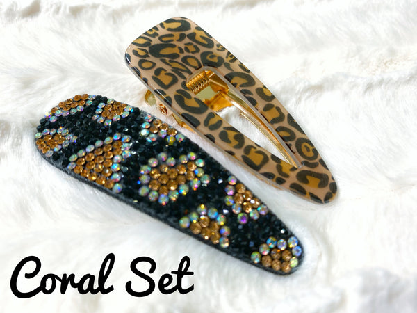 Leopard print hair clip sets