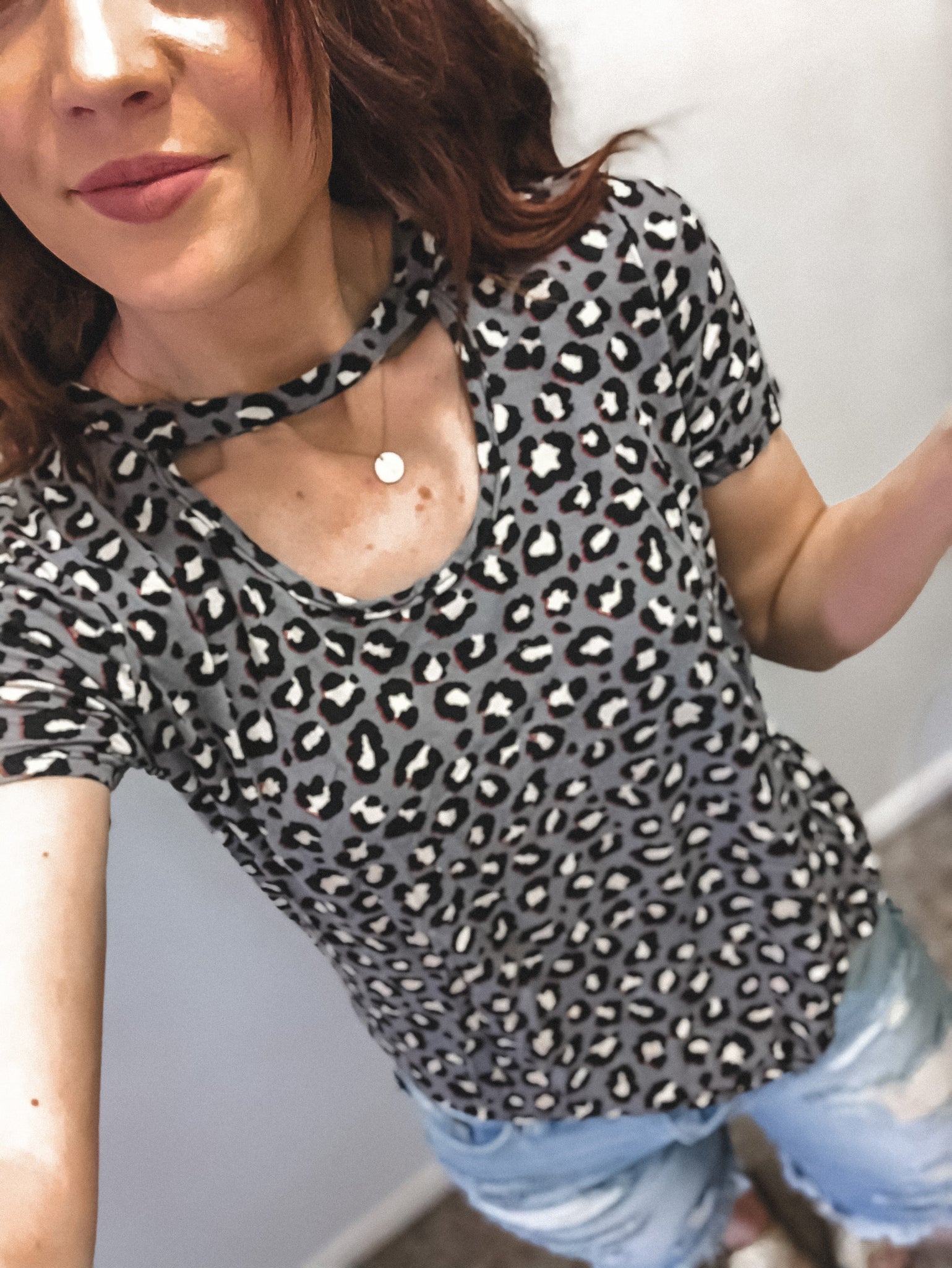Plus leopard Print collar Top