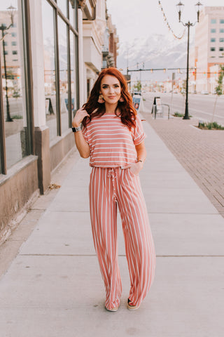 Pink Striped Jumpsuit
