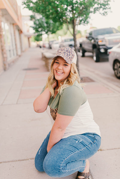 Leopard print CC ponytail hat