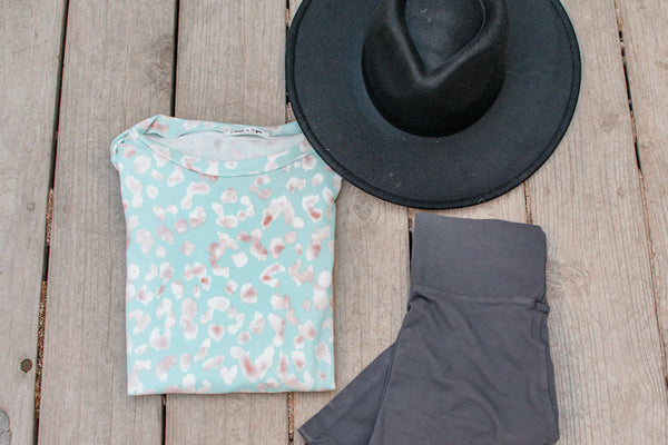 Mint Leopard Tunic Top
