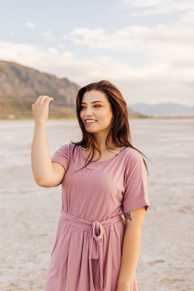 Mauve Tie Slit Dress