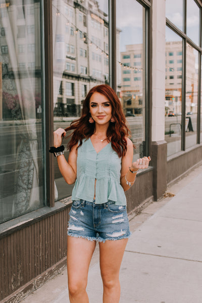 Sage Blue Cropped Tank