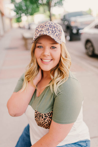 Leopard print CC ponytail hat