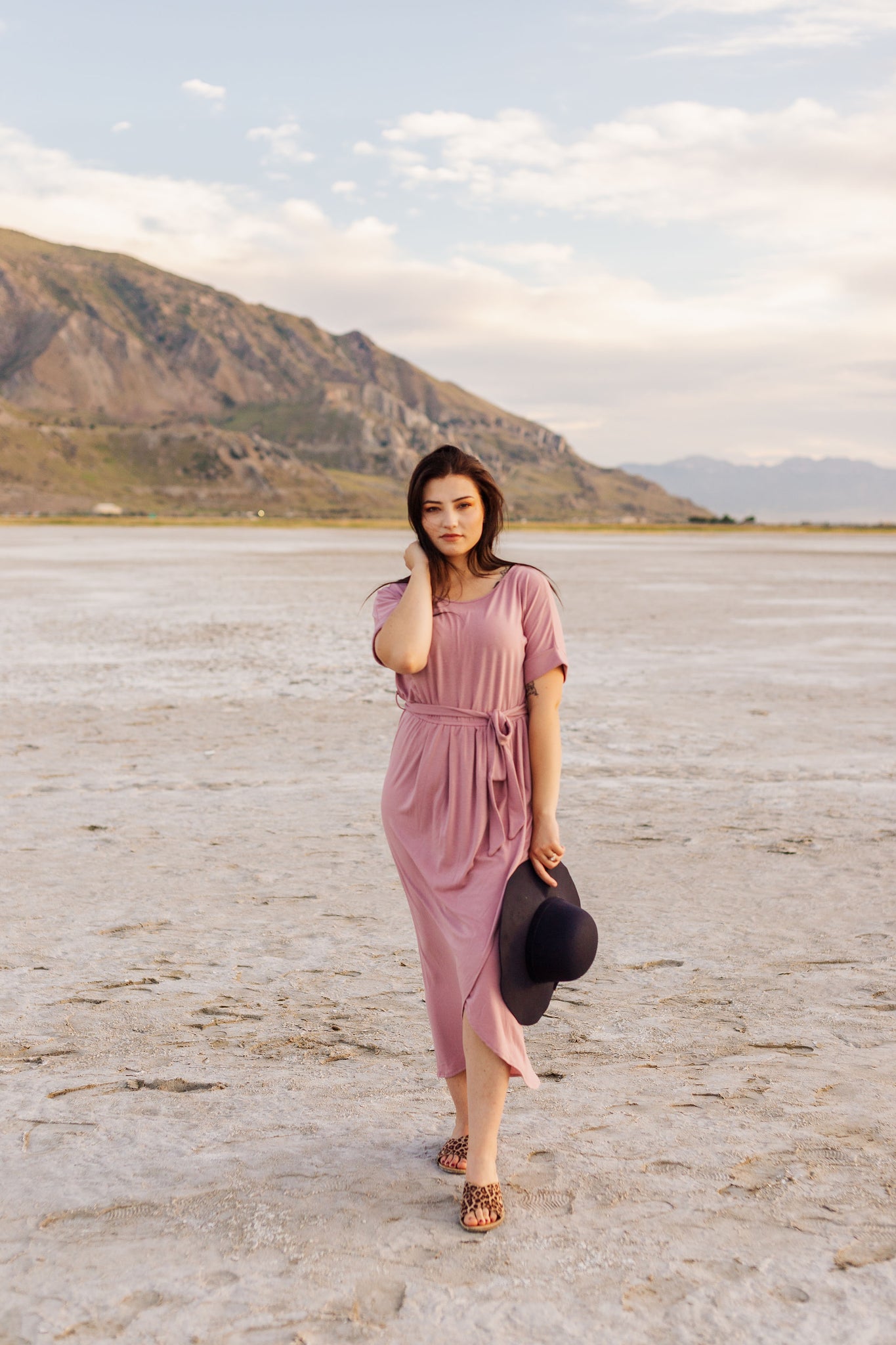 Mauve Tie Slit Dress