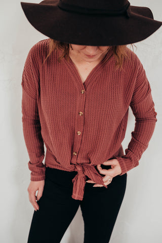 Mauve Elbow Patch Top