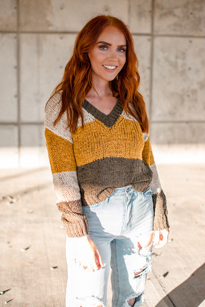 Color Block Cropped Sweater