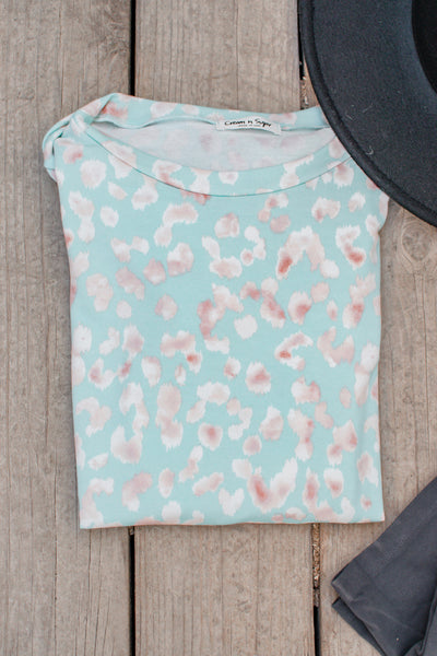 Mint Leopard Tunic Top