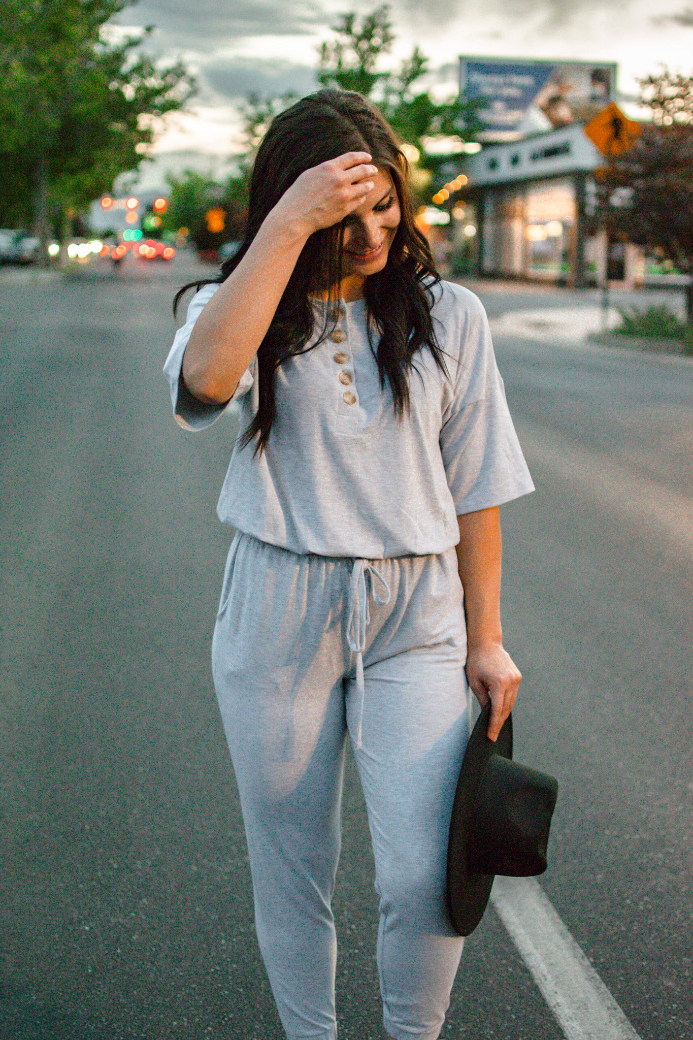 Gray Jumpsuit with jogger bottoms