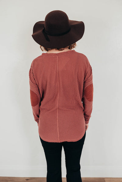 Mauve Elbow Patch Top