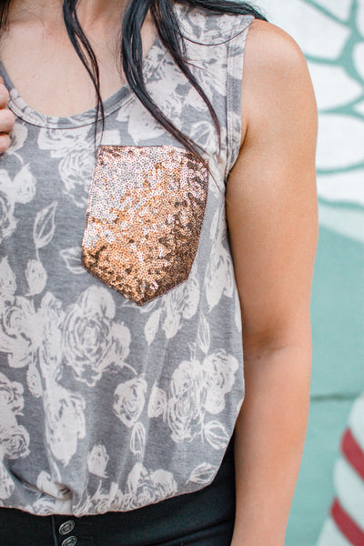 The Rose - Floral Glitter Top