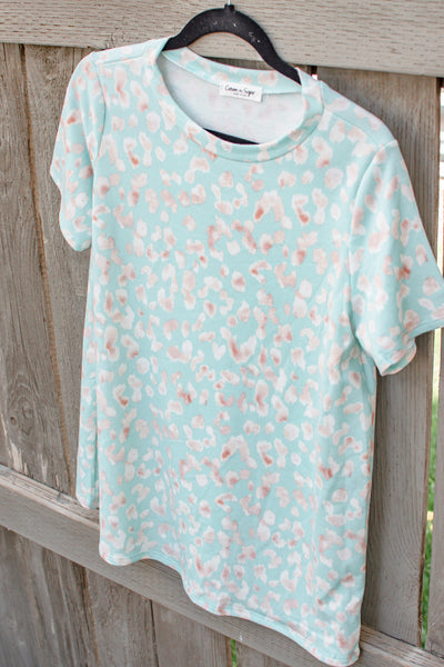 Mint Leopard Tunic Top