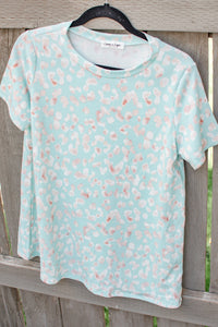 Mint Leopard Tunic Top