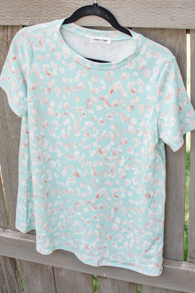 Mint Leopard Tunic Top