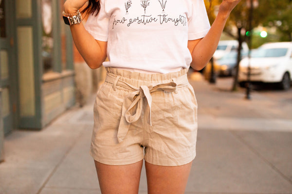 Ashley’s Fav Paper Bag Shorts in Tan