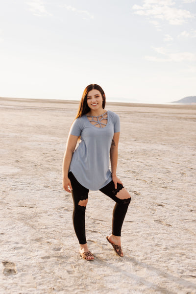 Blue Criss Cross Top