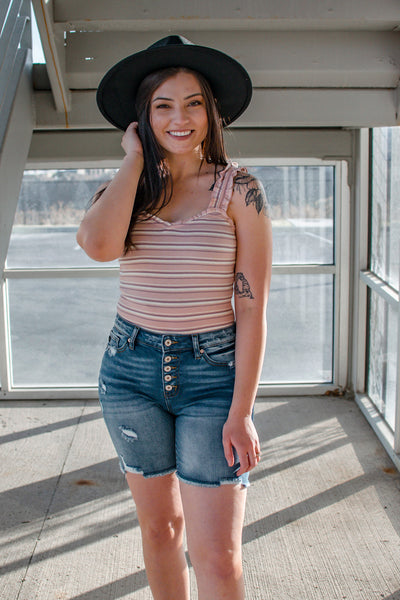 The Addi - striped bodysuit tank top