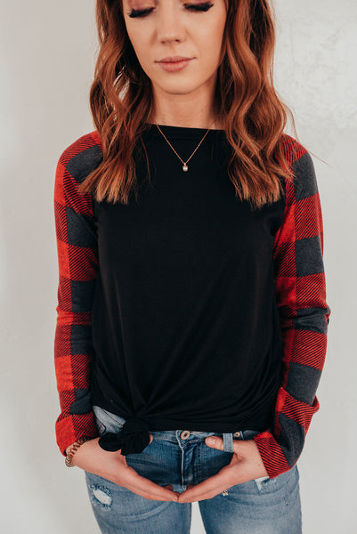 Plaid Sleeve Top