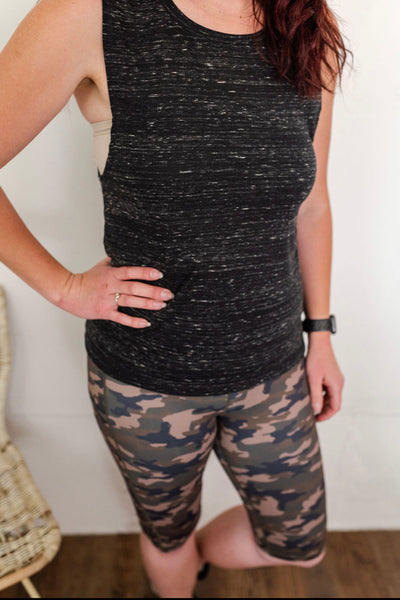 Black marble workout muscle tank