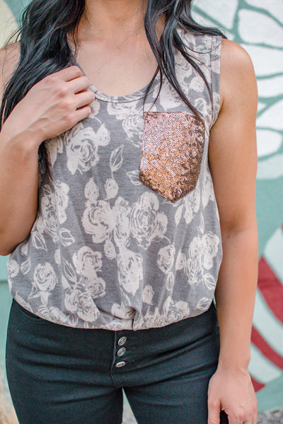 The Rose - Floral Glitter Top