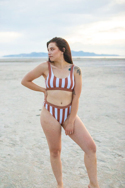 Hot Babe Thick Striped Bikini