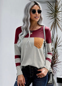 The Hunt - Wine Striped Pocket Top