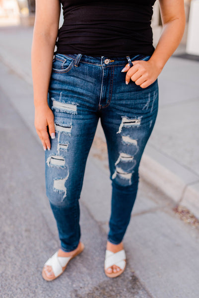 Kancan patched jeans