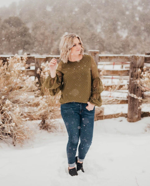 Olive chiffon shirt