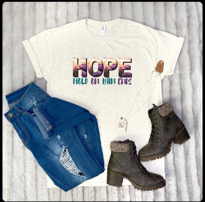 HOPE hold on pain ends graphic tee