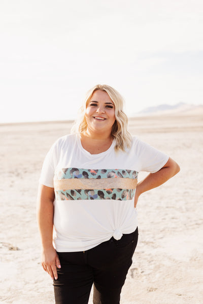 The Pretty Glitter and Leopard Striped Top