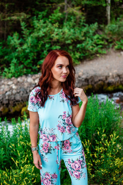 Sky Blue Floral Jumpsuit