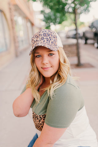 Leopard print CC ponytail hat