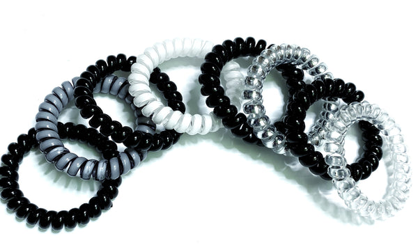 Regular hair coil set of 8, black , silver and white